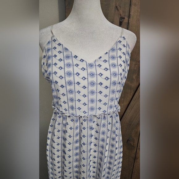 MI AMI Eyelet Lace Printed High Low Spaghetti Strap Sundress In Blue/white. MED - Picture 11 of 14